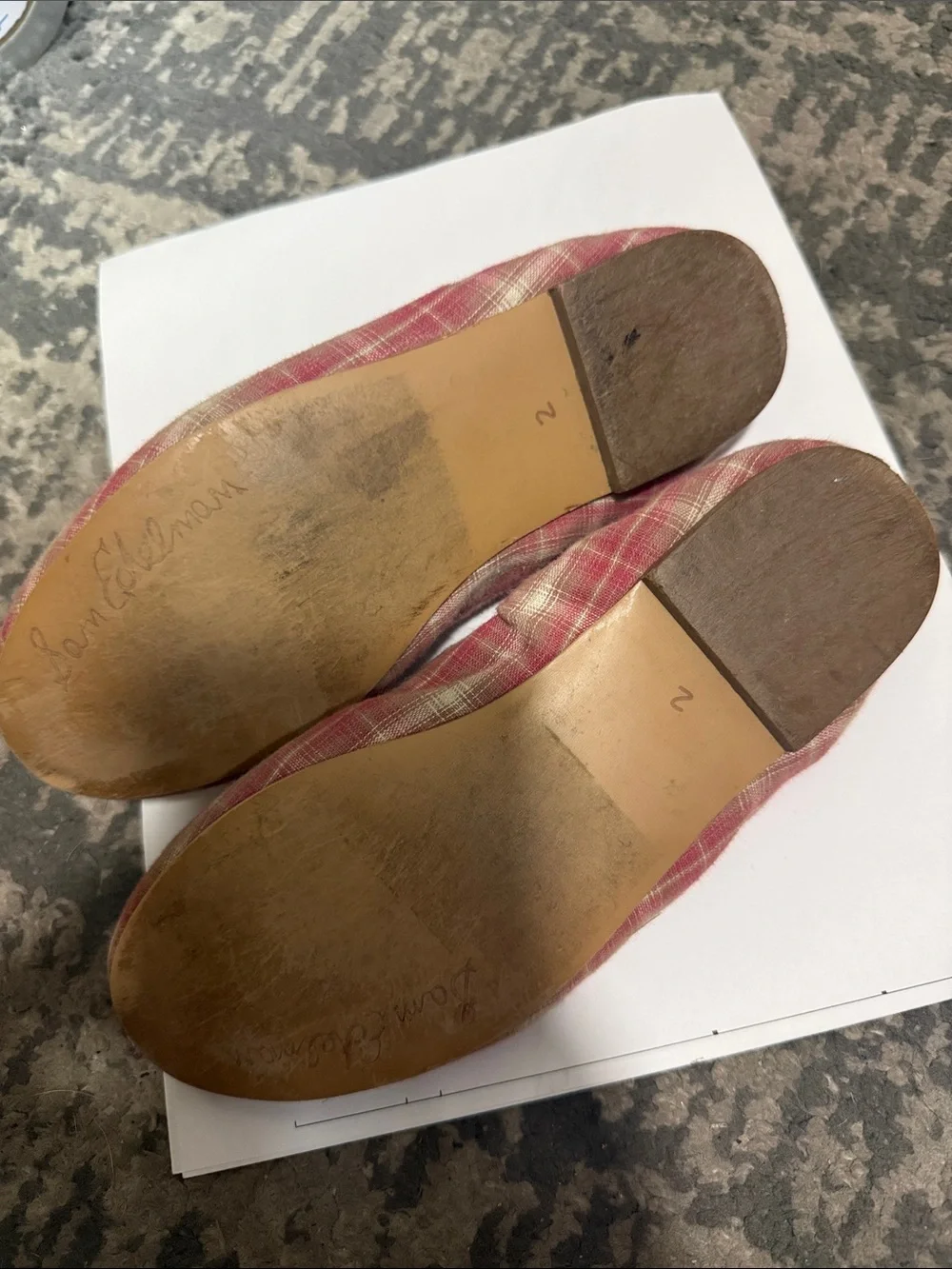 Sam Edelman Pink Plaid Ballet Flats with Bow Detail Y2K
